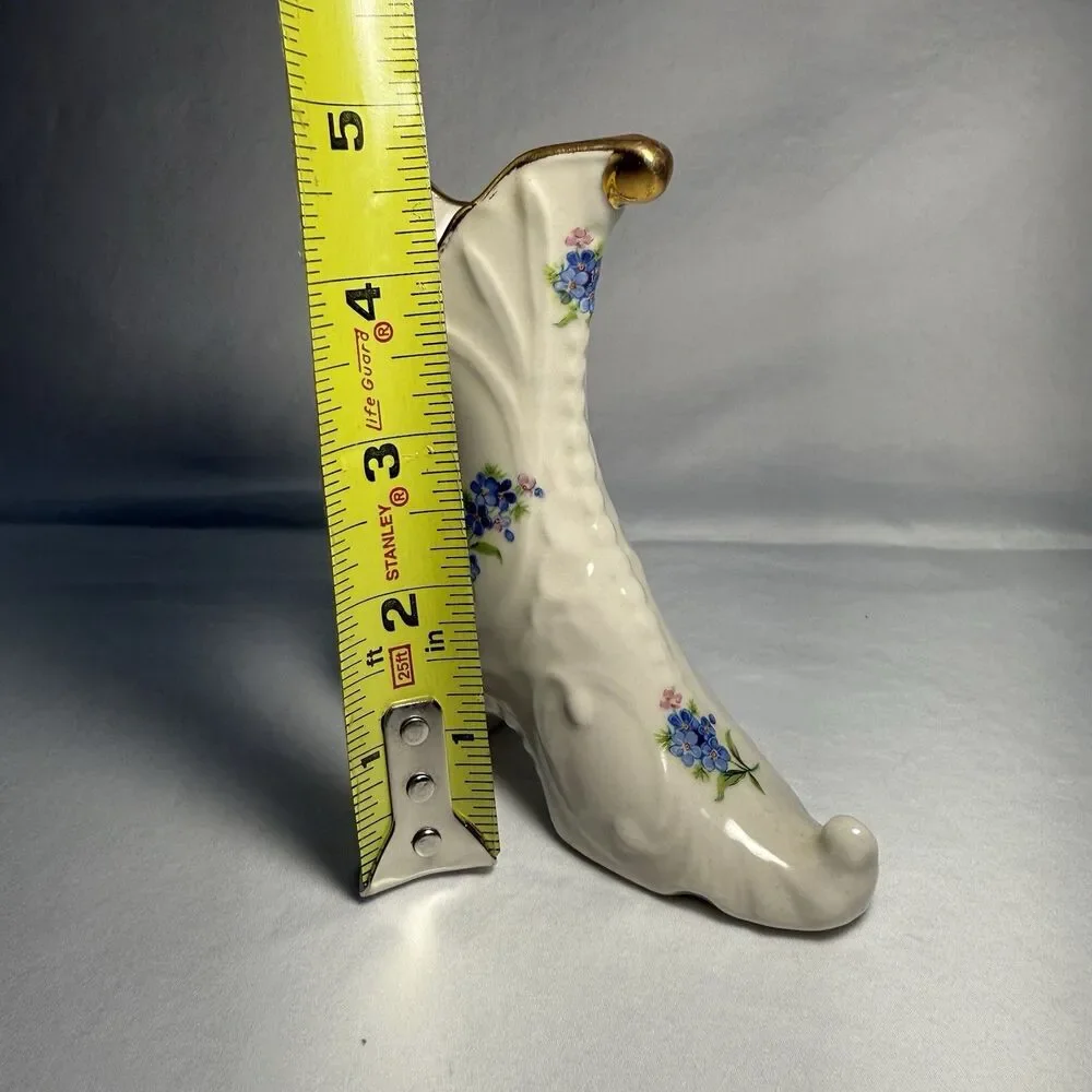 Vintage 22 Karat Gold Holley Ross Italian Porcelain Boot Shoe Vase 5” Tall